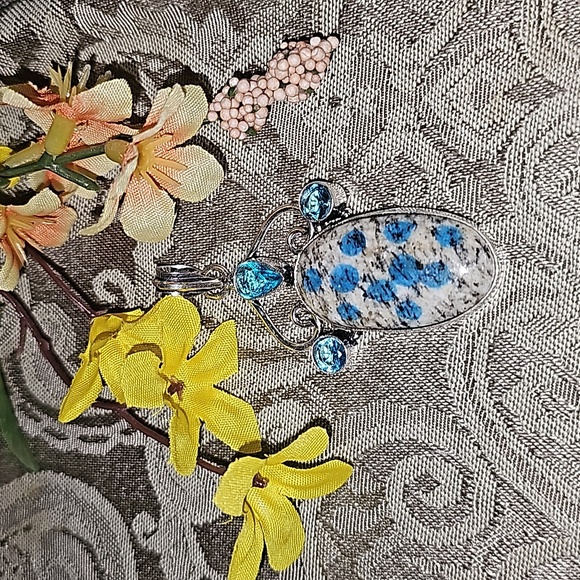 NewAzurite in crystal quartz pendant - Picture 7 of 7